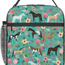 Flower Horse Lunch Box Insulated Cute Lunch Bag Reusable Tote Bag For Women Men Picnic Travel