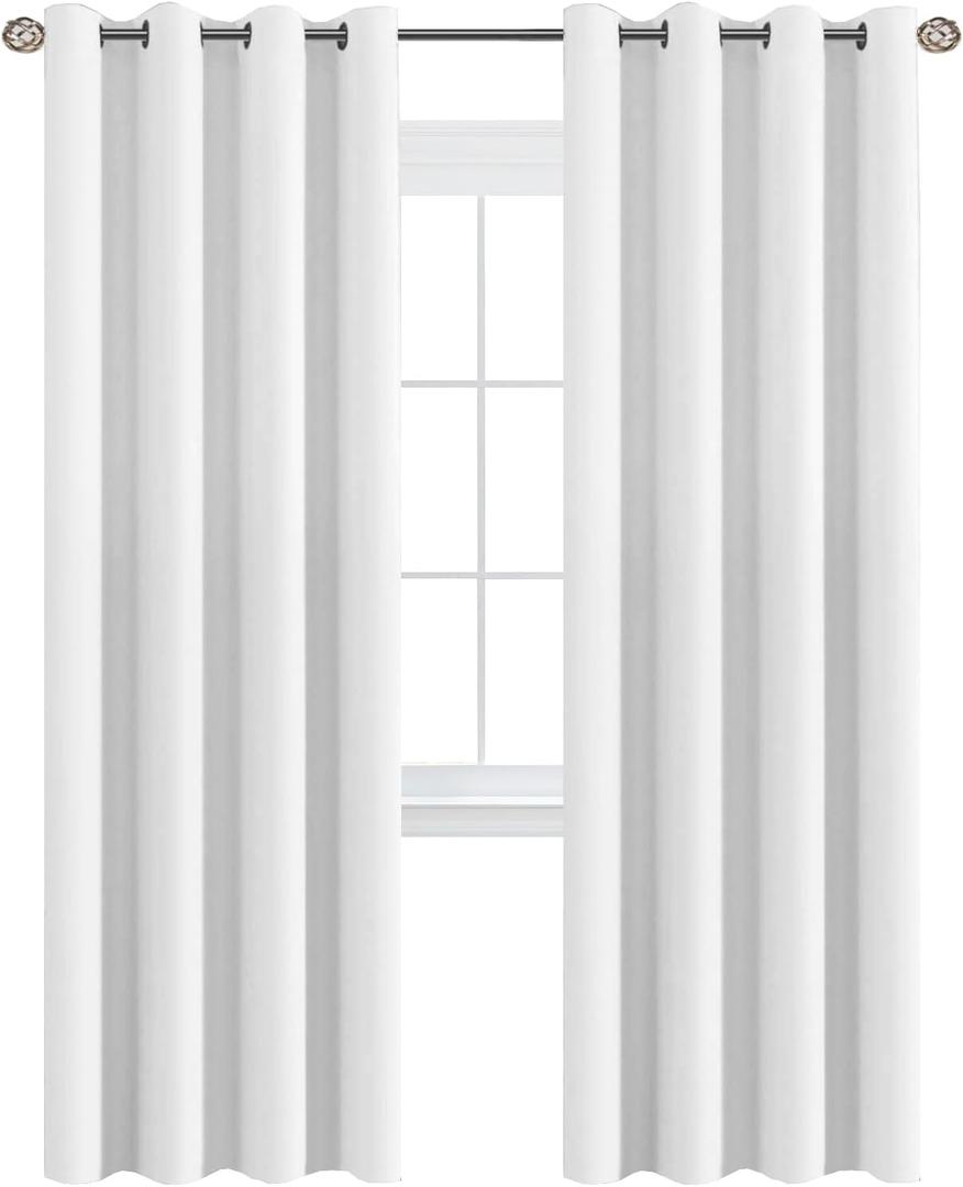 H.VERSAILTEX White Curtains for Bedroom Pure White Curtain 96 inches Long for Christmas Thermal Insulated Window Treatment Panel/Drape for Living Room, White, One Panel, Grommet Top, 52" W x 96" L