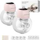 Wearable Breast Pump (ABP-1508PRO),4 Modes 12 Levels with LED Dispaly, Low Noise Painless Rechargeable Wireless Electrical (Pink 2PCS)