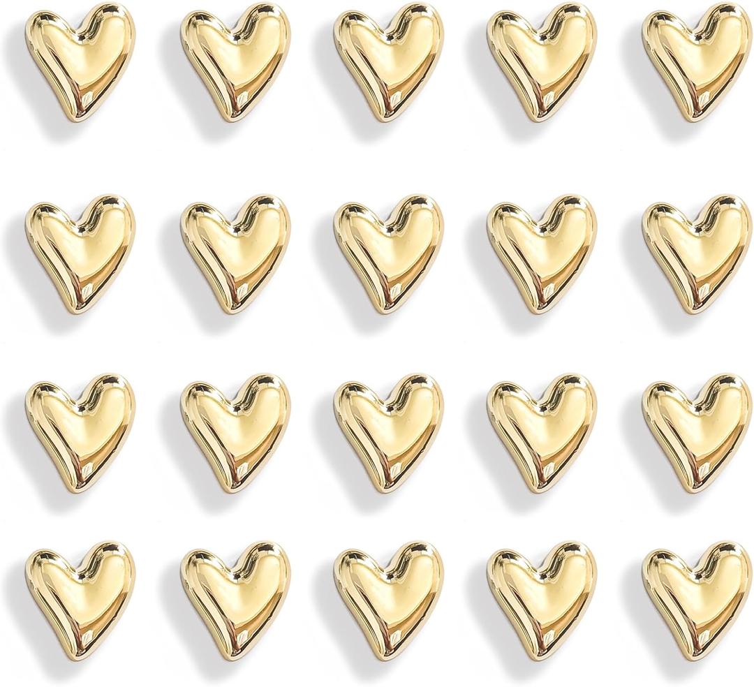 20PCS Gold Refrigerator Magnets Love Heart Magnets for Fridge Cute Decorative Magnetic Stickers 0.79in Small Home Kitchen Magnet Set Lovely Color Decoration for Office Whiteboard