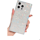KERZZIL Cute Girly Rectangle Compatible with iPhone 16 Pro Max Case, Slim Colorful Sparkle Glitter Mother Shell Pearl Pattern Translucent Soft TPU Protective Bumper Cases Cover(Pearl,16 Pro Max)
