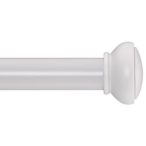 SIMEWIN White Curtain Rods for Windows 28 to 120 Inches Adjustable 1 Inch Diameter Decorative Single Window Curtain Rod Set with Rounded Cap design Finials, White