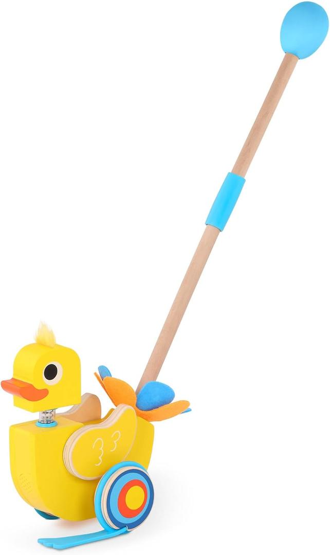 Battat  Waddling Push Toy  Wooden Duck  Walks & Flaps  Silly Sounds & Bobble Head  12+ Months  Quack & Go Duck