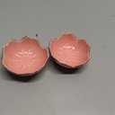 Luxshiny Porcelain Sauce Dish Set 2Pcs Pink Ceramic Dipping Bowls with Gold Rim 2.75 Inch Condiment Plates for Kitchen Bbq Sushi Dining
