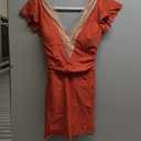 B2prity Women's One Piece Swim Dress Swimsuit Tummy Control Bathing Suit Skirt Ruffle V Neck Split Swimwear (Medium, Brick Red)