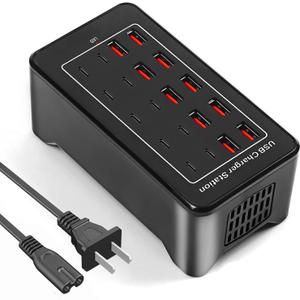 USB C Charger Block, 100W(20A) 20 Port Multiport USB Hub Desktop Fast Wall Charger, 10 Port USB C and USB Charging Compatible for Apple iPhone, iPad, Tablets, Samsung Galaxy