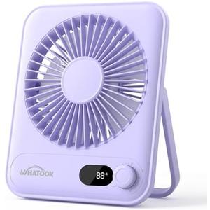 WHATOOK Small Desk Fan Personal Fans: 5000mah 25 Hours Battery Office Quiet Mini Desktop Fan Portable Rechargeable Travel Essentials (Purple, 2000 mAh)
