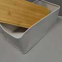 Culinary Couture White Bread Box for Kitchen Countertop with Bamboo Lid - Large BreadBox for Homemade Bread - Storage BreadBox with Cutting Board Lid