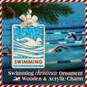 2 x Swimming Christmas Ornament 2025  Wooden & Acrylic Swimmer Ornaments for Xmas Tree - Sporty Gift for Boys, Girls, Coaches, Athletes & Swim Lovers