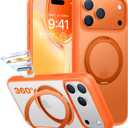 TORRAS Upgraded 360 Magnetic Stand for iPhone 17 Pro Max Case with Camera Control, Fit for MagSafe with Ring, Mil-Grade Protection, Translucent Slim for iPhone 17 ProMax Case Ostand, Cosmic Orange