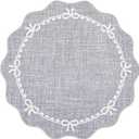 GarveeHome Scalloped Bow Rug for Living Room, 6ft Round Rugs Washable Solid Grey Rug for Dorm Soft Low Pile Non Slip Scalloped Rugs for Nursery Bedroom Decor Hallway Kids Room Playroom