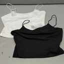 Buauty 2 & 4 Packs Crop Tank Top for Women, Basic Solid Cropped Double Layer Spaghetti Strap Short Sleeveless Camisole Black,White M