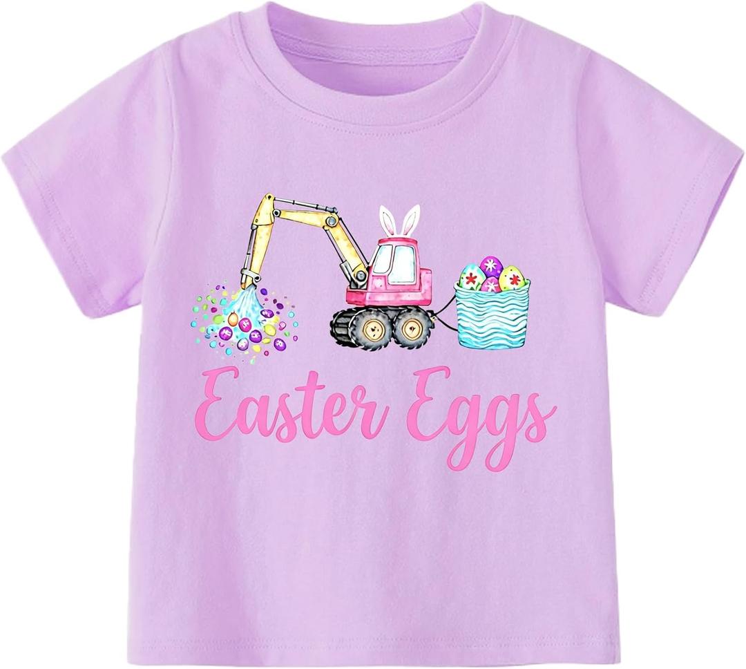 Girls Easter Shirts Kids Cotton Graphic Tees Casual T-Shirts 3-7 Years