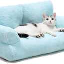 MEWOOFUN Cat Bed for Indoor Cats, Washable Dog Beds for Small Dogs & Cats, Fluffy Cat Couch with Non-Slip Bottom (Blue, 26.0" L x 19.0" W x 13.0" Th)