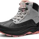 NORTIV 8 Women's Waterproof Hiking Boots Outdoor Trekking Camping Trail Hiking Boots (9, Light Grey/Pink)