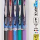 Pentel EnerGel RTX Retractable Liquid Gel Pen, (0.5mm), Fine Line, Metal Tip, Assorted Ink Colors, Pack of 5 (BLN75BP5M)