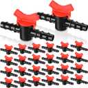 Chumia 24 Pcs Drip Irrigation Valve 1/2 Inch Double Male Kits Gate Switch for Tubing Regulate Shut off Turn on Water Flow