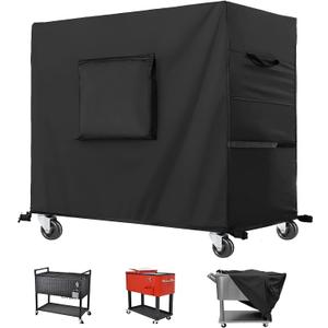 Kovshuiwe Waterproof 100 Qt Rolling Cooler Cart Cover Outdoor Beverage Cart Patio Ice Chest Protective Covers Fits Most Patio Ice Chest Party Cooler Upto 43L x 22W x 32H inch