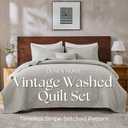 DOWN HOME Queen Quilt Bedding Set with Shams, Vintage Washed Soft Quilted Blanket Thin Comforter Lightweight Bedspread Coverlet Bed Cover, Brushed Microfiber Stripe Stitching, Light Gray, 86"x90"