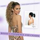 18 Inch Ponytail Extension - Clip in Ponytail Hair Extensions, Curly Wavy Pony Tails Hair Extensions, Synthetic Claw Clip Ponytail Extension for Women (Color: Dark Blonde with Beige Blonde Highlights)