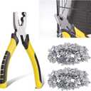 Wire Cage Buckle Pliers with 600 Wire Cage Clips Fasten Clips Buckle Clamp Tool Fence C Clip Pliers for Bird Quail Rabbit Chicken