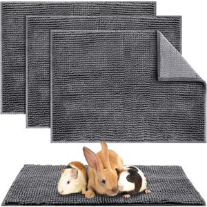 Amylove 4 Pcs Guinea Pig Cage Liner Washable Fleece Pee Pads Pet Dog Cat Bedding Training Mat for Small Animal Guinea Pig Puppy Bunny Hamster(16 x 24 Inch,Rectangular,Dark Gray)