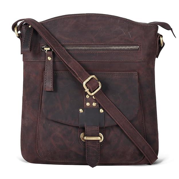 Oak Leathers Leather Crossbody Bag For Women With Adjustable Sling Strap - Medium Size Crossover Shoulder Handbag Purse