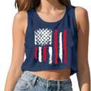 Womens 4th of July Shirt USA Flag Crop Tank Tops Patriotic Sleeveless Independence Day Graphic Tee (XL)