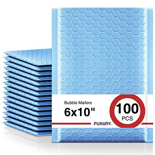 Fuxury 100Pcs Bubble Mailers 6x10" Light Blue Bubble Mailer Thick Shipping Padded Envelopes Usable Size 6x9" Padded Mailers Shipping Bags for Mailing,Packaging, Small Business, Boutique, Bulk #0