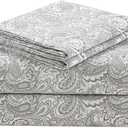 Comfort Spaces 100% Cotton Sheets King, Breathable, Naturally Cool Cotton Sheets, Soft Cotton Bed Sheets with 14" Elastic Pocket Fits up to 16" Mattress, All Seasons Sheet Set, Paisley Multi 4 Piece