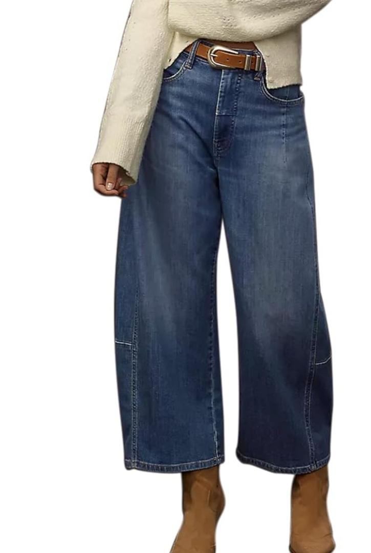 Womens Wide Leg Jeans Mid Rise Baggy Boyfriend Stretchy Ankle Vintage Denim Cropped Pants Trendy 2025