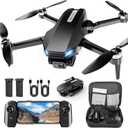 Drone with Camera, 2K HD FPV Drone with Brushless Motor, Altitude Hold, Gesture Selfie, One Key Take Off/Landing, 3D Flips, Waypoint Fly, 2 Batteries, Foldable Mini Drones for Kids and Beginners (Black)