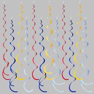 36 Pcs Red Blue Yellow Hanging Swirl Decorations Colorful Felt Swirl Streamer Spiral Ceiling Decorations Garland for Carnival Circus Clown Fiesta Festival Birthday Baby Shower Wedding Party Supplies