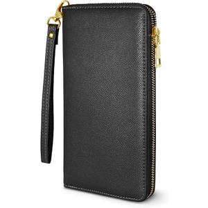 Yarnic Women's Wallet, Black, Faux Leather, RFID Protected, 8.9" x 4.7" x 0.8"