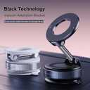 Vacuum Suction Magnetic Phone Holder for Car with 360 Degree Rotation, Handsfree Magnetic Phone Holder Mount for Smooth Surface,Foldable and Retractable Phone Holder for All Phones,Black