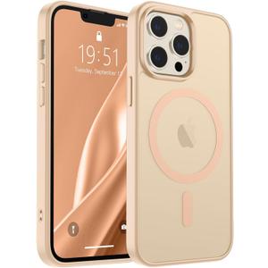 SUPFINE Magnetic for iPhone 13 Pro Max Case (Compatible with MagSafe) (Military Grade Drop Protection) Slim Translucent Matte Shockproof with Anti-Fingerprint Phone Case,Sand Pink