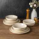 AmorArc Ceramic Dinnerware Sets,Handmade Reactive Glaze Stoneware Plates and Bowls Sets,Highly Scratch Resistant | Dishwasher & Microwave Safe Dishes Set,Service for 4 (12pc)