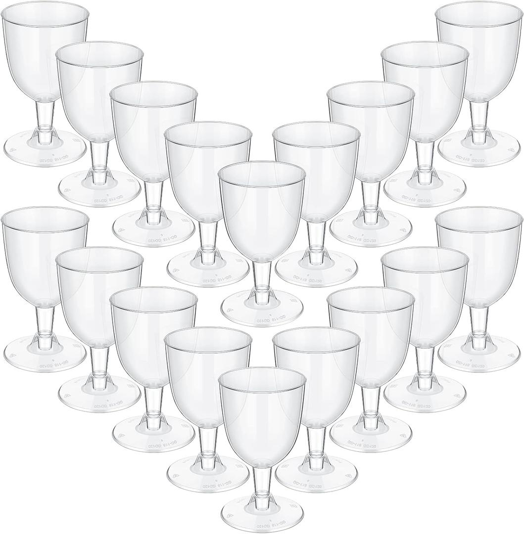 48 Pcs Disposable Plastic Glasses 5 oz Party Cups Hard Plastic Drinking Glasses with Stem Stackable Stemmed Goblets for Champagne Dessert Wedding Home Toasting(Clear)