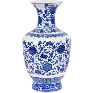 13” Classic Jingdezhen Blue White Porcelain Vase,Art Decor Big Vase,China Handmade Ceramic Flower Bottle - JinzhongPing