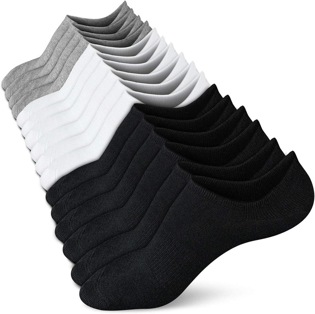 wernies No Show Socks Women Low Socks Non Slip Flat Boat Line 4/8 Pairs (Black,white,grey)