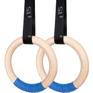 Gymnastics Rings Olympic Rings Wooden Gym Rings 1500lbs with Adjustable Cam Buckle 14.8ft Long Straps with Scale Non-Slip Exercise Rings Training Rings for Home Gym Full Body Workout