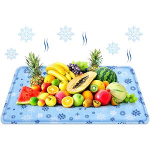 Reallnaive 24 x 35 Inches Extra Large Reusable Freezable Ice Mat for Buffet 1 Pc Chilled Serving Tray Cooling Charcuterie Cooler for Food Cheese Deli Meat Veggie Sushi