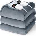 Heated Electric Blanket Queen Size - 84" x 90" Heating Blanket with Dual Control, 10 Levels & 8 Hours Auto Off, Soft Warm Flannel Gift with Over-Heat Protection, ETL & FCC Certified (Ash Gray)