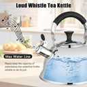 Stainless Steel Whistling Tea Kettle Stovetop - 3.1QT Tea Top Mirror Finish, 304 Stainless Interior, Foldable Handle, Fast Heating for Tea, Coffee & Gifts