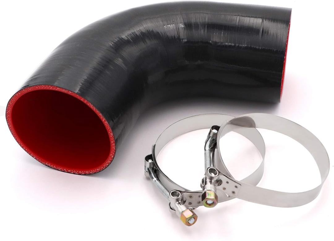 90 Degree Elbow Coupler Silicone Hose 4-Ply 4-inch for Turbo/Intercooler/Intake Piping,Length 120mm Thickness 5mm with T-Bolt Clamp