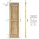 12"W x 61"H Americraft Two Equal Flat Panel Exterior Real Wood Shutters (Per Pair), Natural Twine