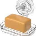 Soap Dish for Shower Clear Acrylic Soap Holder with Self-Draining Design No Drilling Required Strong Fixation for RV Bathroom and Kitchen Easy to Clean and Space Saving