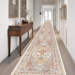 zesthome Washable Runner Rug 2.5x14 - Stain Resistant Entryway Rug,Ultra-Thin Kitchen Rugs, Anti Slip Backing Runner Rugs for Entrance Laundry Room Indoor Hallway (Orange,2.5'x14')