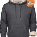 MAGCOMSEN Sherpa Pullover Men's Hooded Sweatshirt Heavyweight Fleece Sweatshirt Dark Grey 2XL