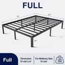Full Metal Bed Frame with Round Corner Legs, 14 Inch Platform Bed Heavy Duty Steel Slats Support, Noise Free No Box Spring Needed Easy Assembly(14F,Black)